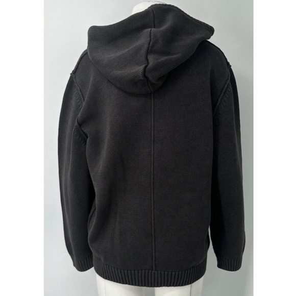 The Kooples black wash out cotton wool long sleeve hoodie sweater NWT sz 3/L - Picture 3 of 6